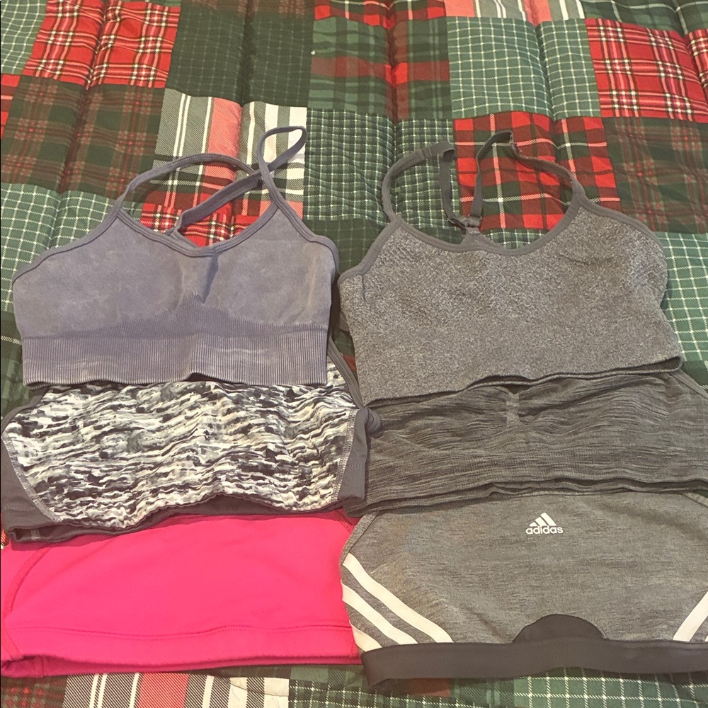Adidas Gray and Pink Sports Bra Collection